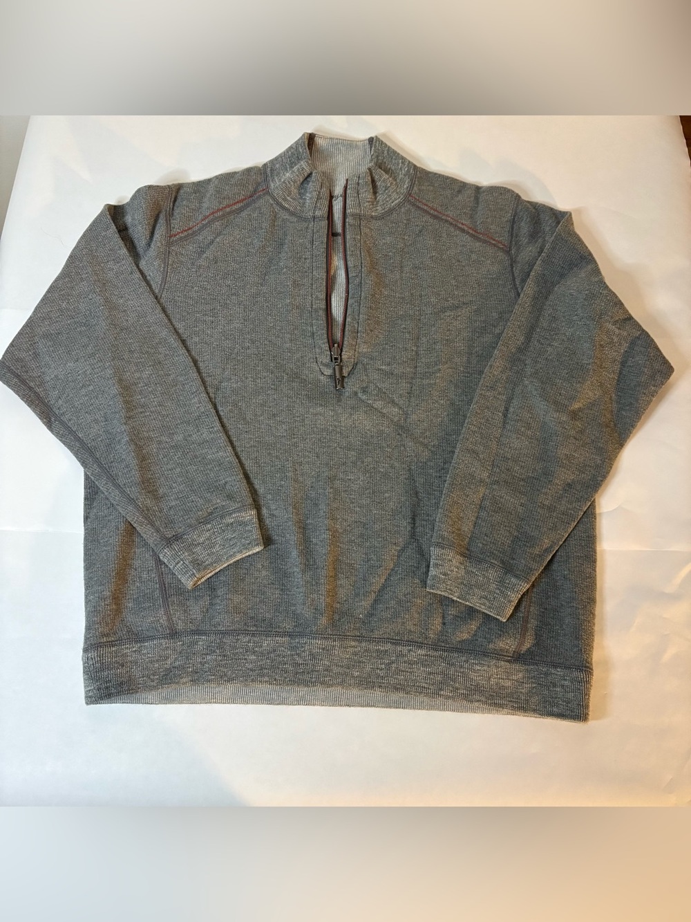 Tommy Bahama Reversible Men's Gray Half-Zip Thermal Pullover
